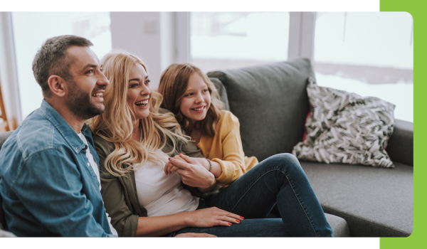 Family on couch